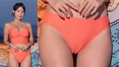 +Habin orange bikini shows sexy cameltoe